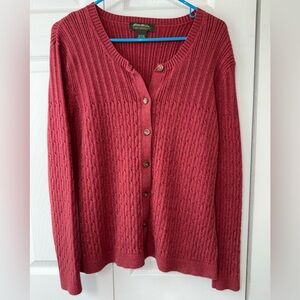 Eddie Bauer XL Burgandy cable cardigan